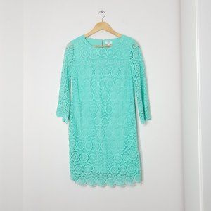 Crown & Ivy Womens Green Mint Lace 3/4 Sleeve Round Neck Evening Summer Dress 4P